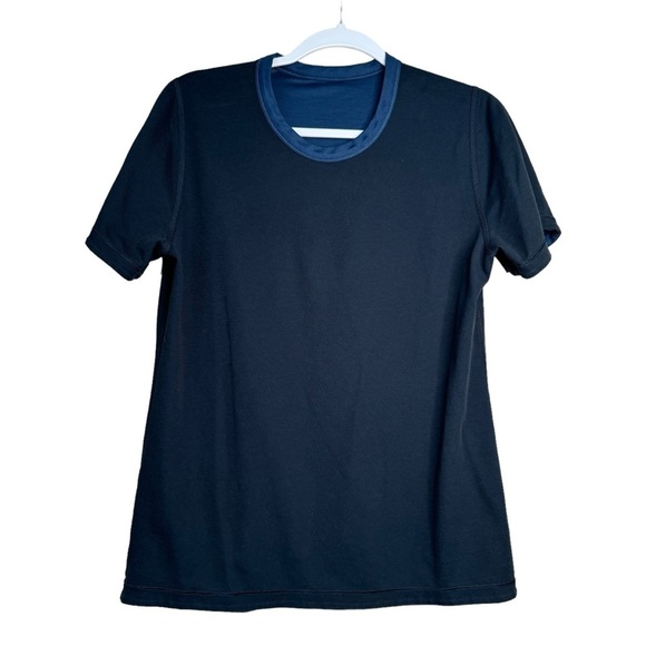 LULULEMON Concurrent Reversible Short Sleeve T-Shirt Mens M Mineral Blue Black - Picture 6 of 9
